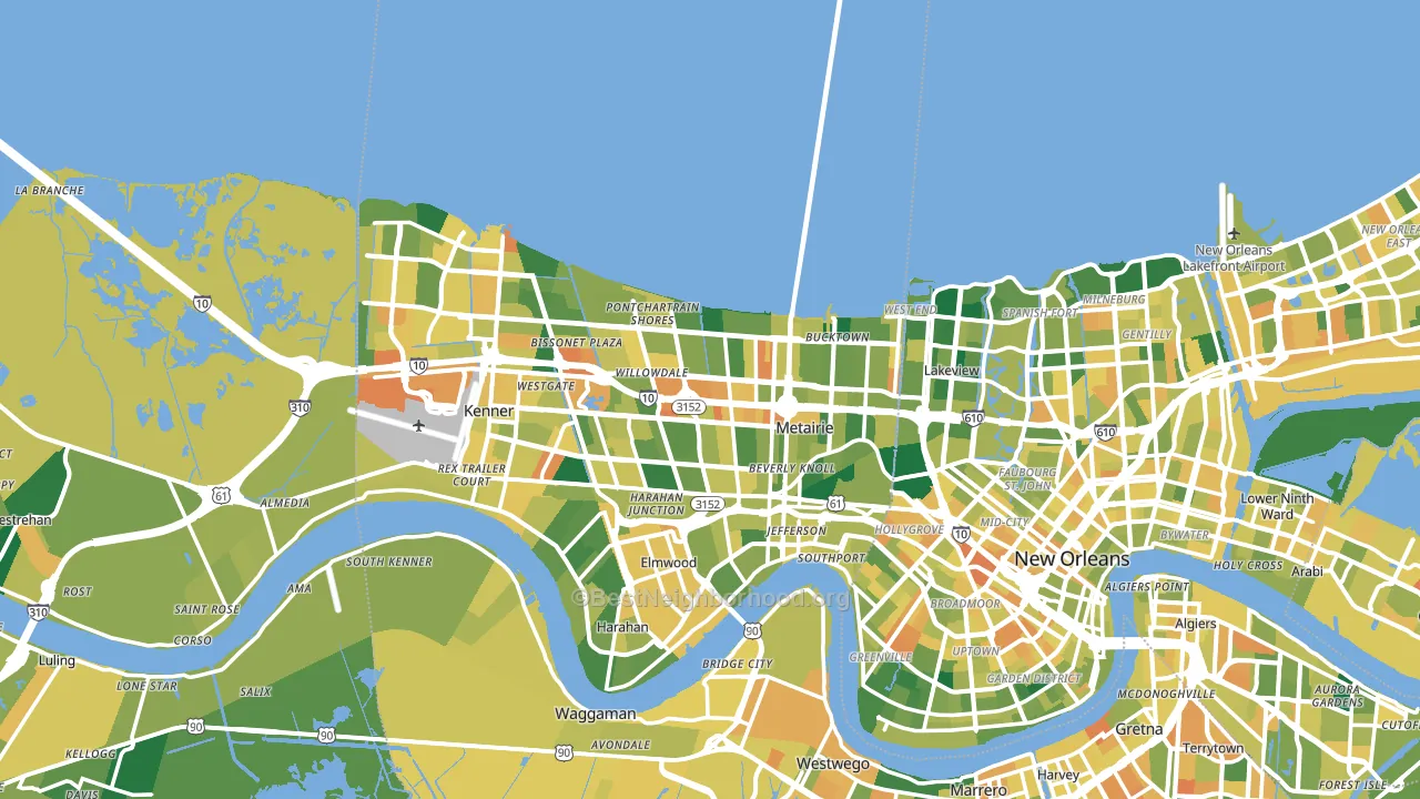 Metairie, LA block-group voter-turnout map