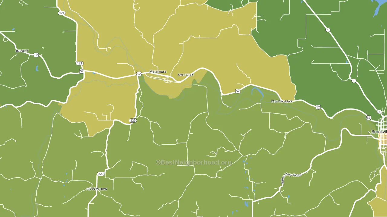 Metamora, IN block-group voter-turnout map