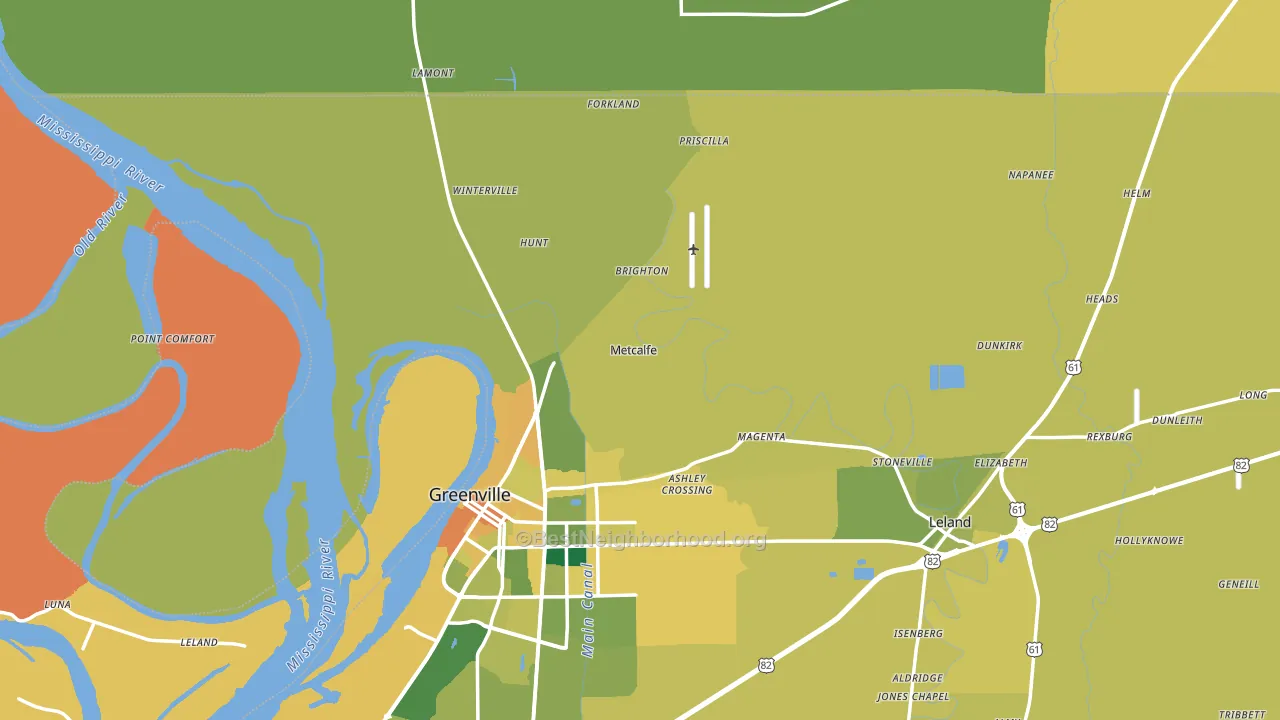 Metcalfe, MS block-group voter-turnout map
