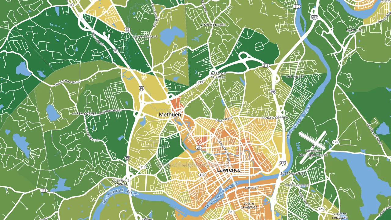 Methuen Town, MA block-group voter-turnout map