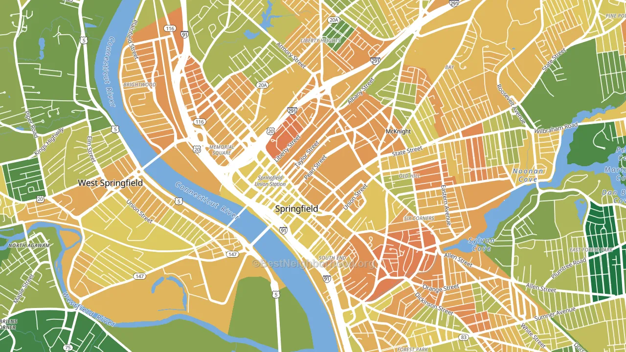 Metro Center, Springfield, MA block-group voter-turnout map