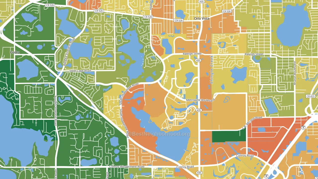 Metro West, Orlando, FL block-group voter-turnout map