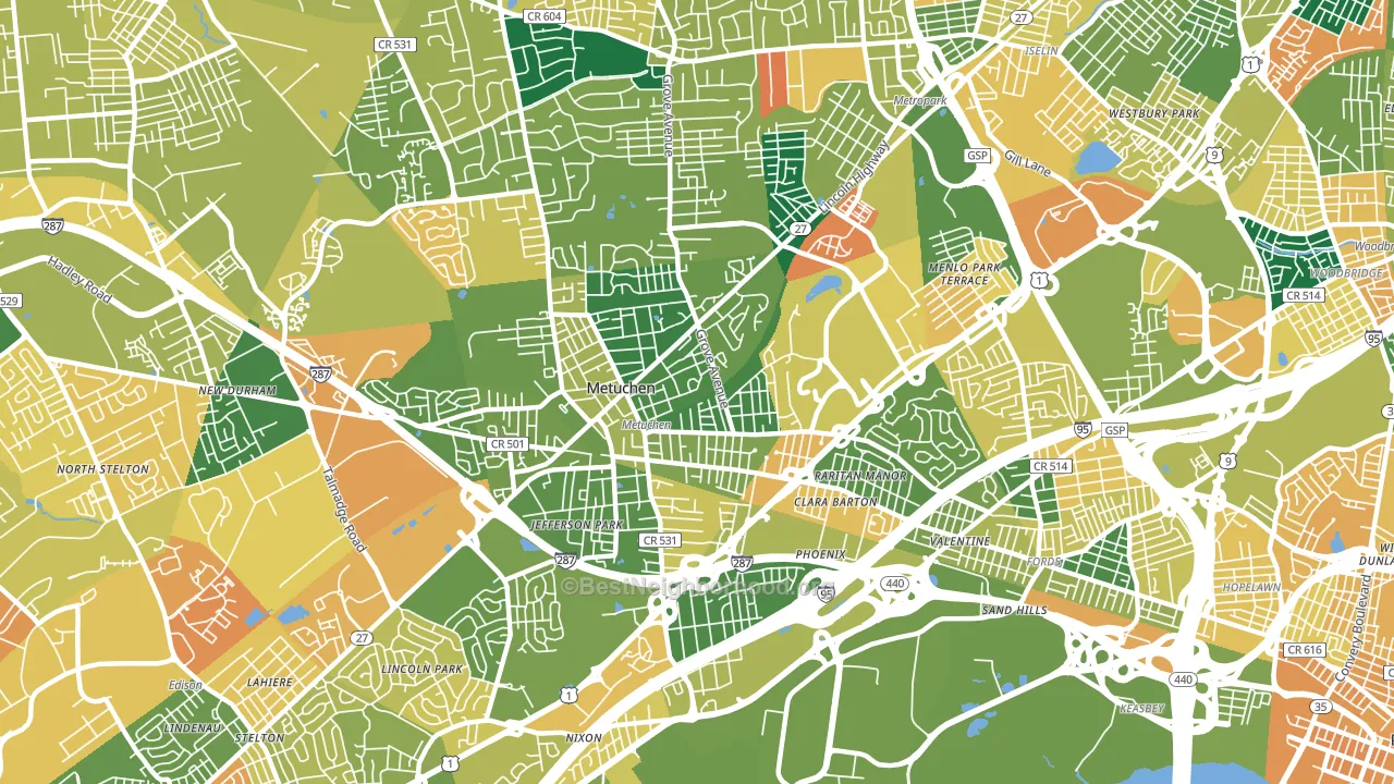 Metuchen, NJ block-group voter-turnout map