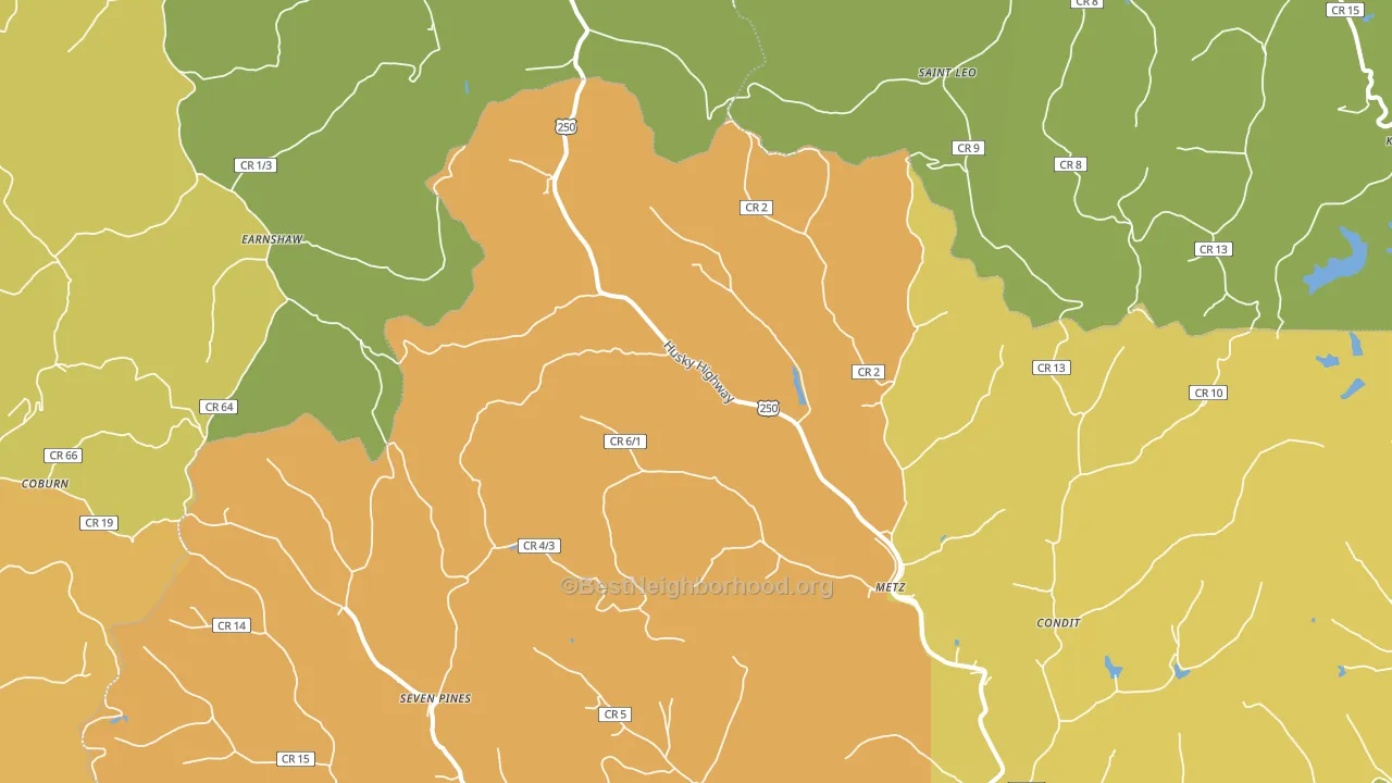 Metz, WV block-group voter-turnout map