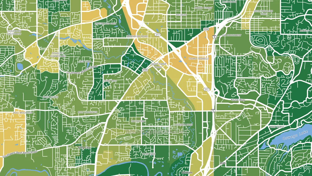 Metzger, Tigard, OR block-group voter-turnout map