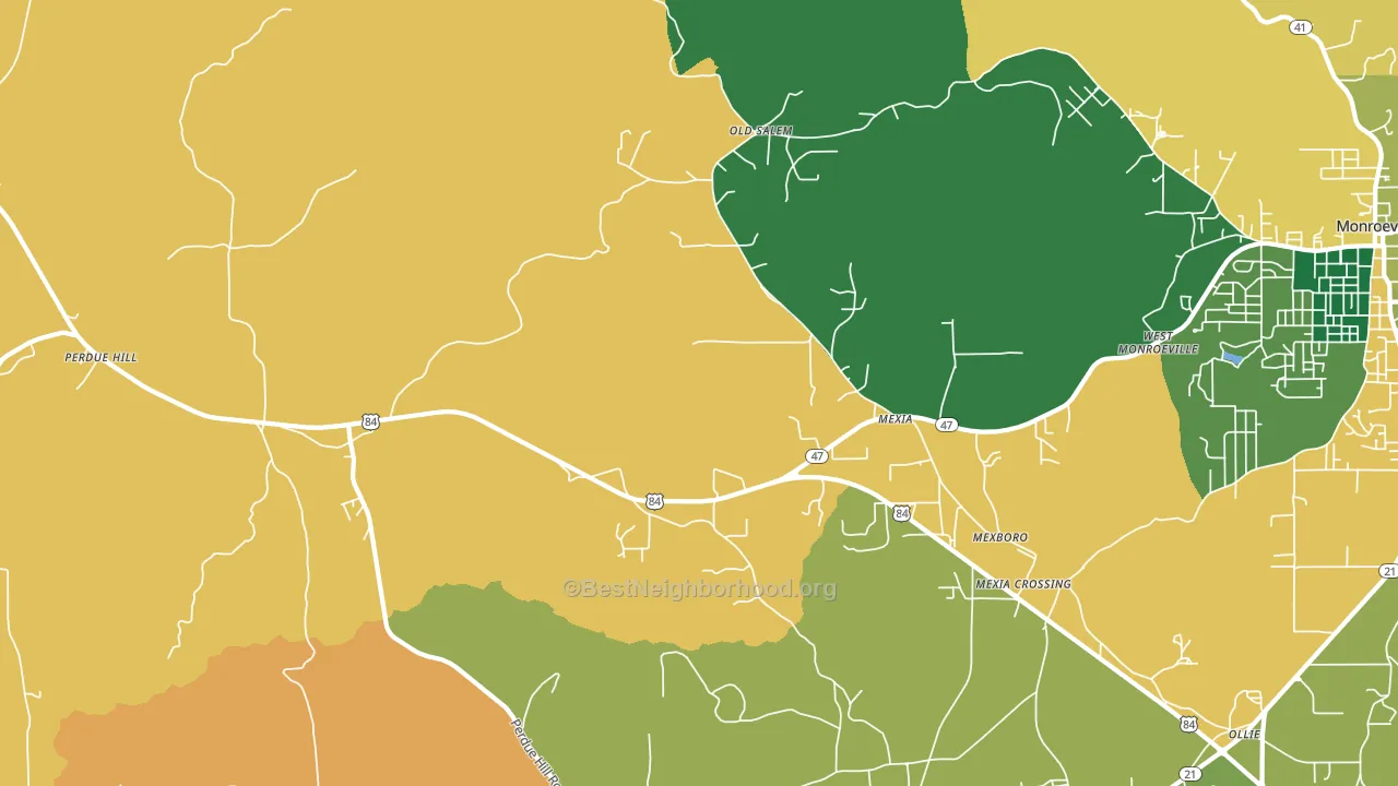 Mexia, AL block-group voter-turnout map