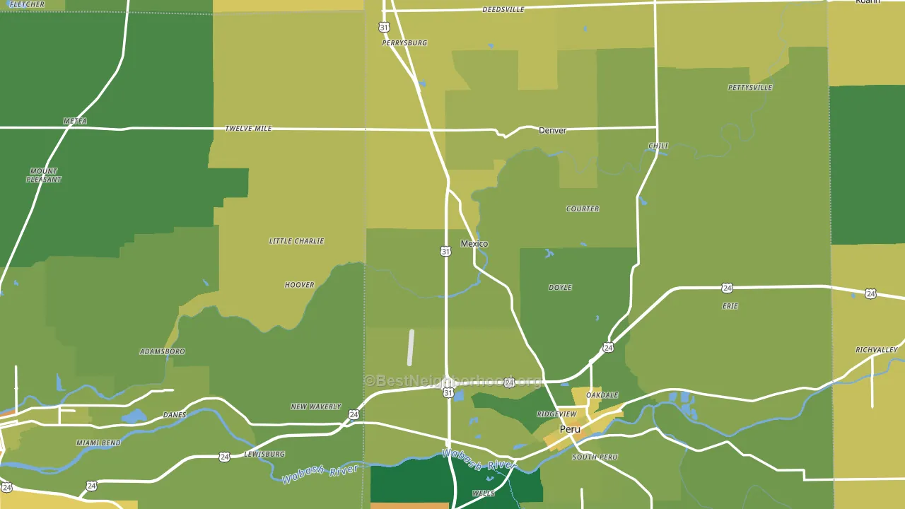 Mexico, IN block-group voter-turnout map