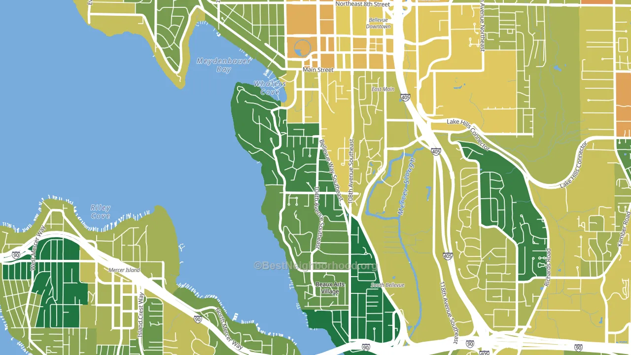 Meydenbauer, Bellevue, WA block-group voter-turnout map