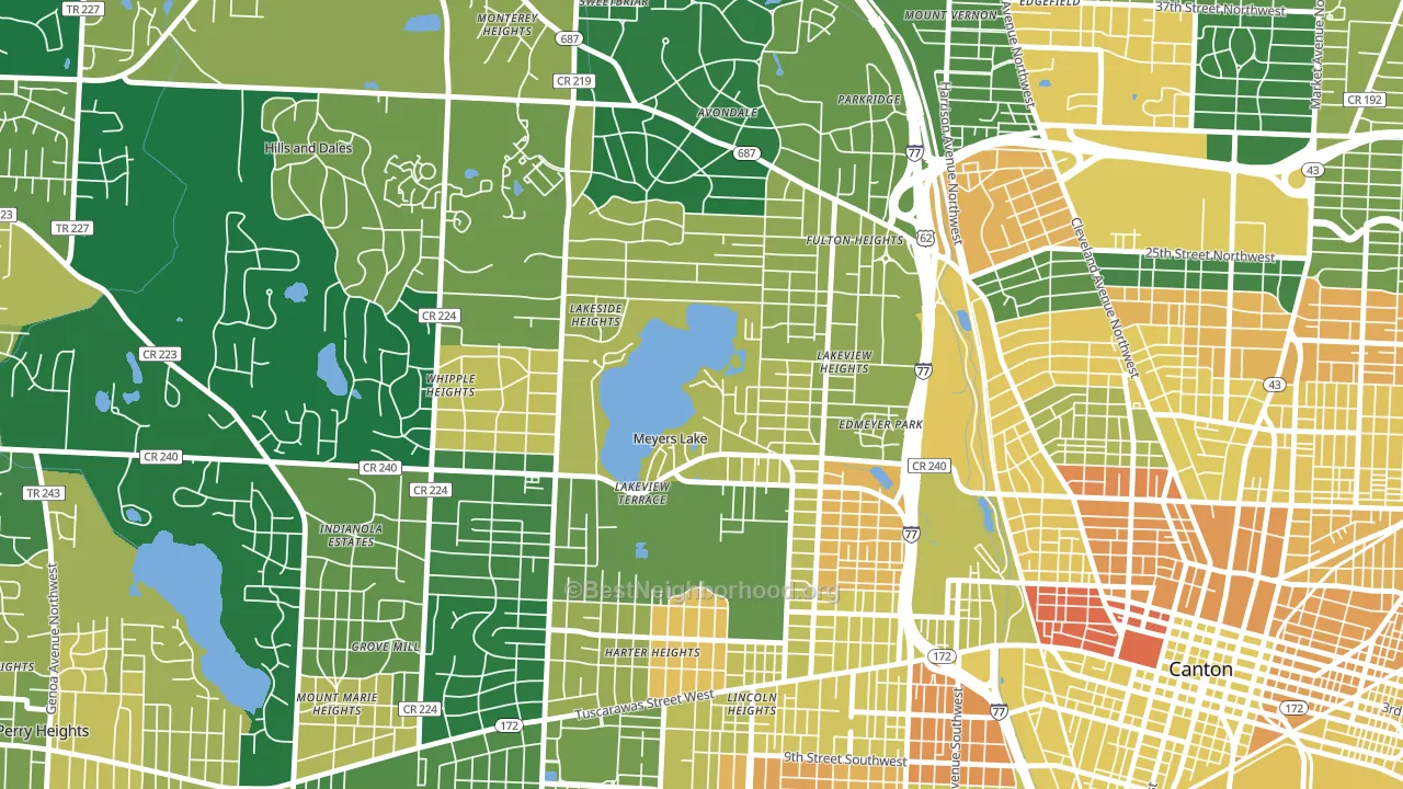 Meyers Lake, OH block-group voter-turnout map