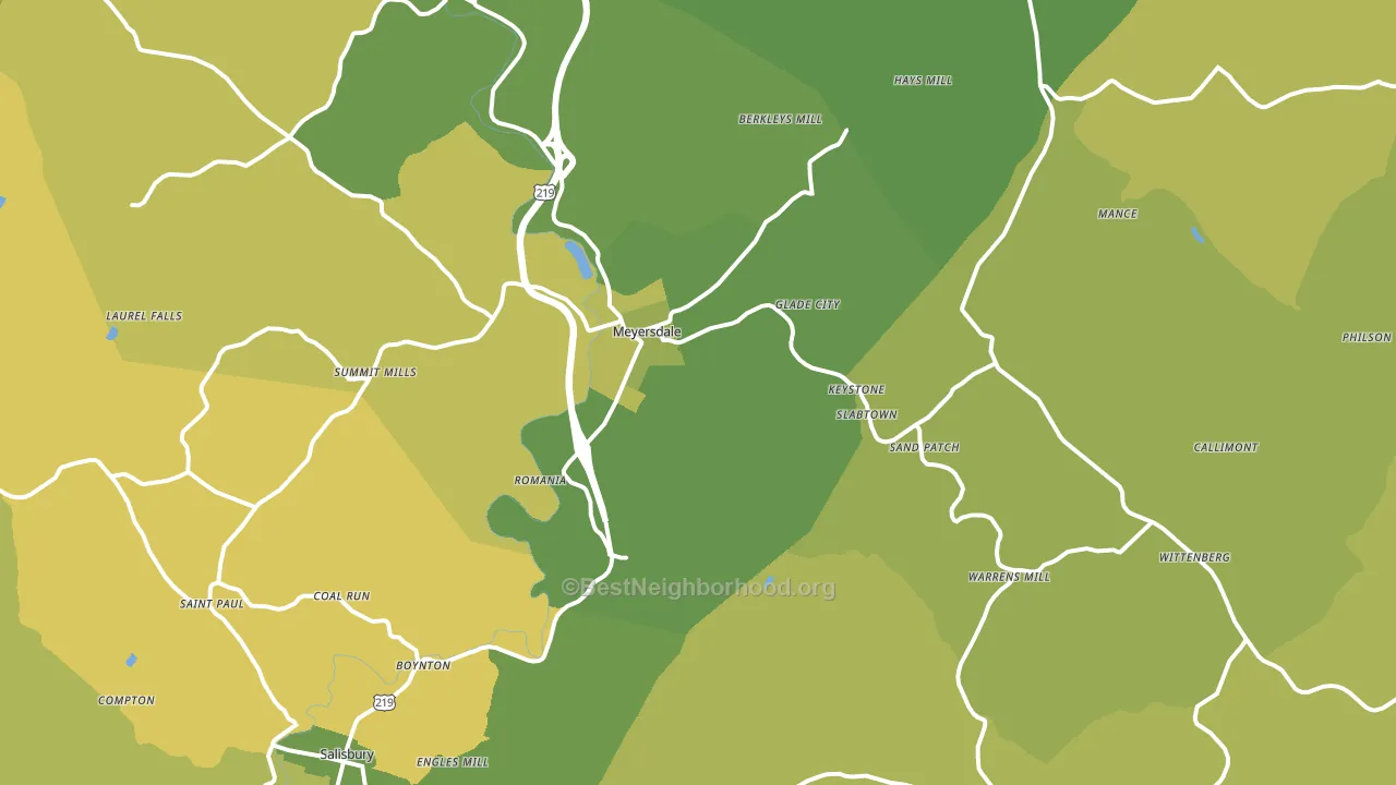 Meyersdale, PA block-group voter-turnout map