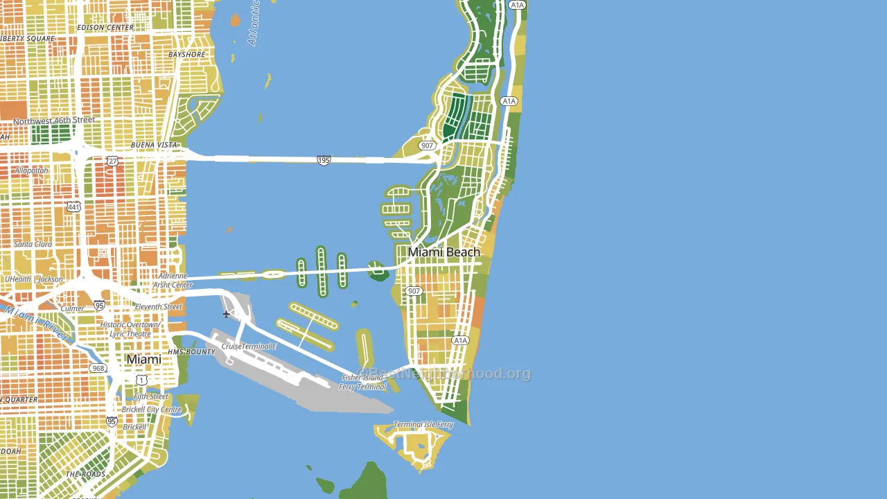 Miami Beach, FL block-group voter-turnout map