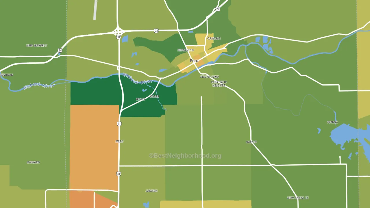 Miami County, IN block-group voter-turnout map