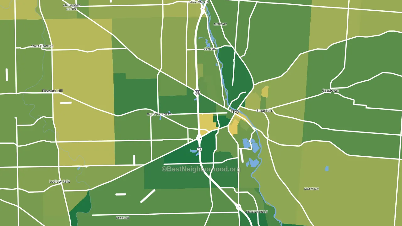 Miami County, OH block-group voter-turnout map