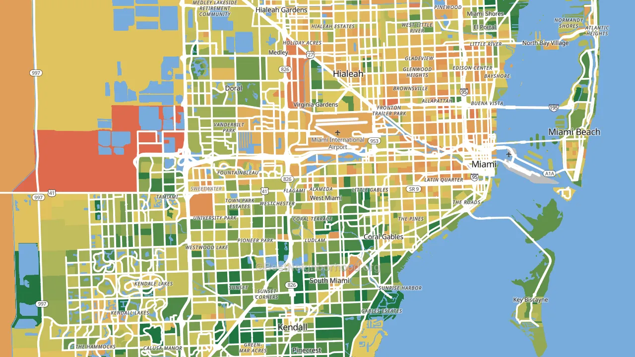 Miami-Dade County, FL block-group voter-turnout map