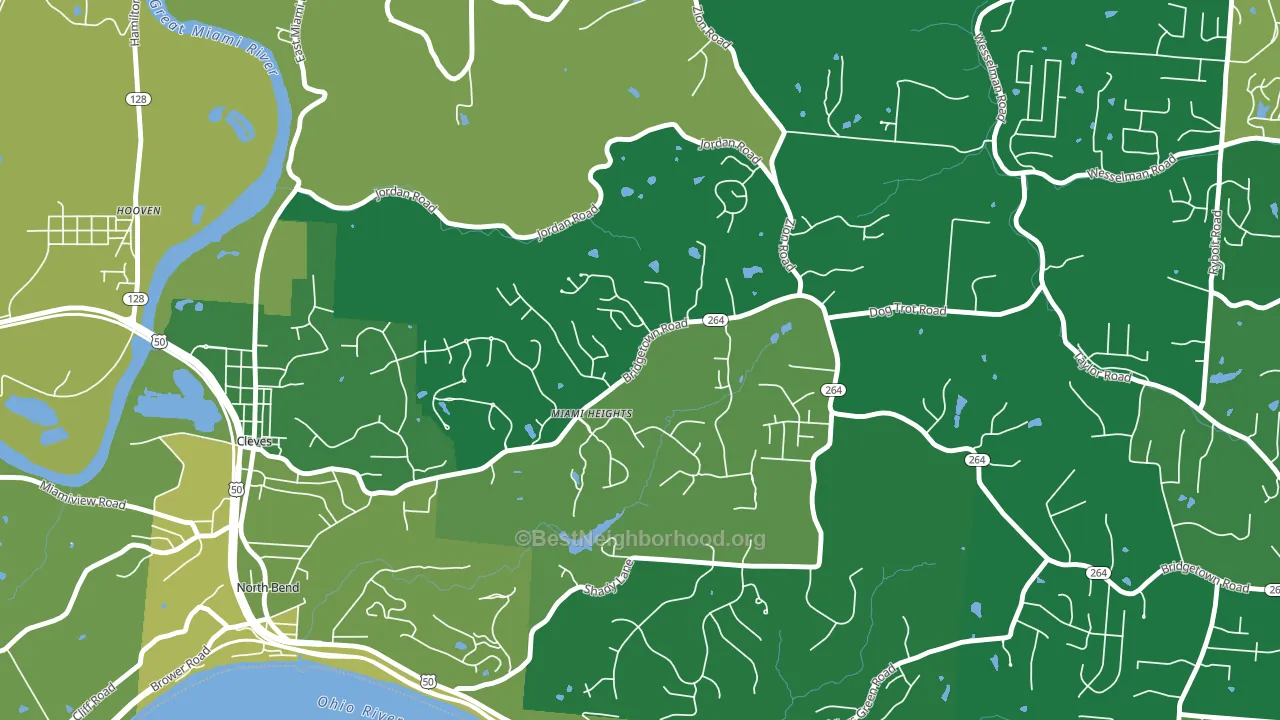 Miami Heights, OH block-group voter-turnout map