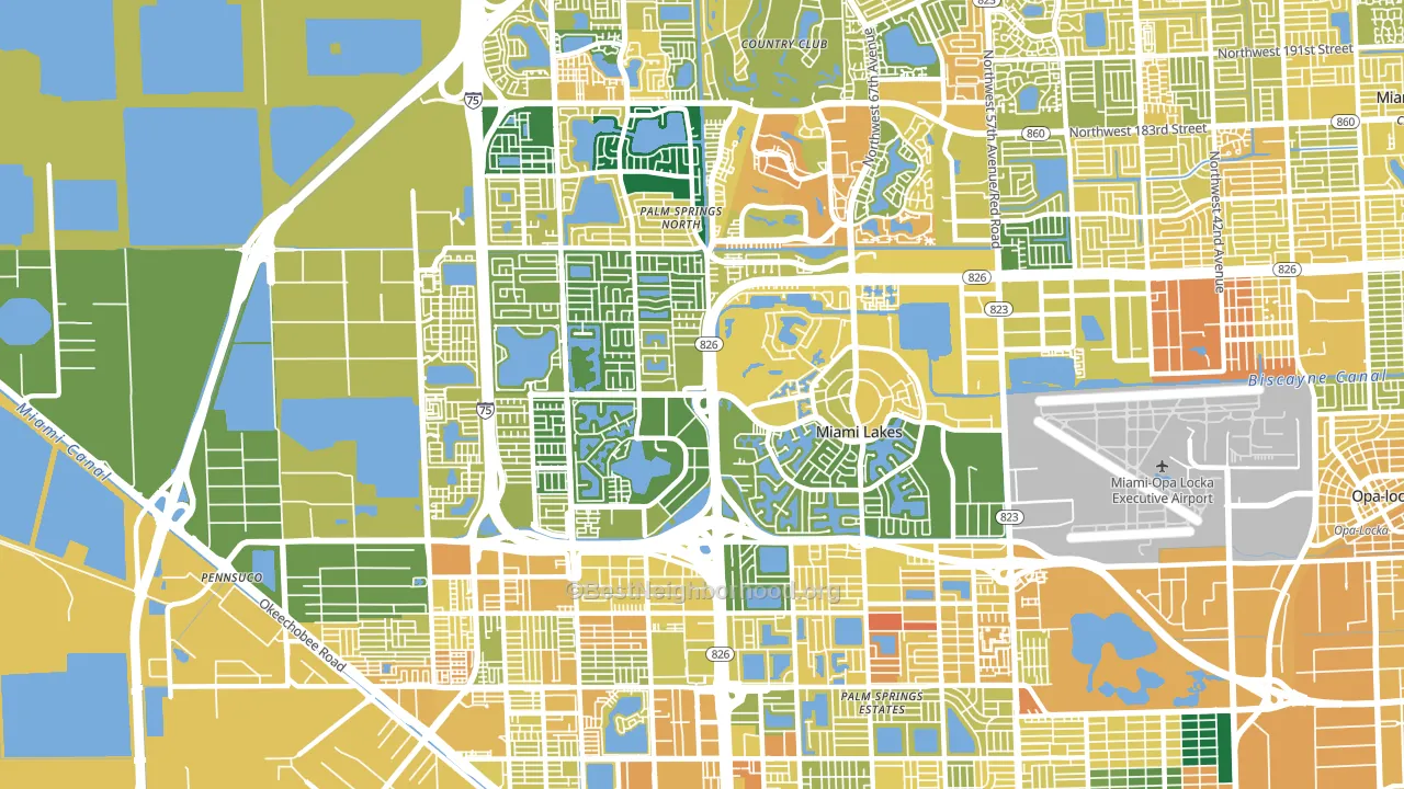 Miami Lakes, FL block-group voter-turnout map
