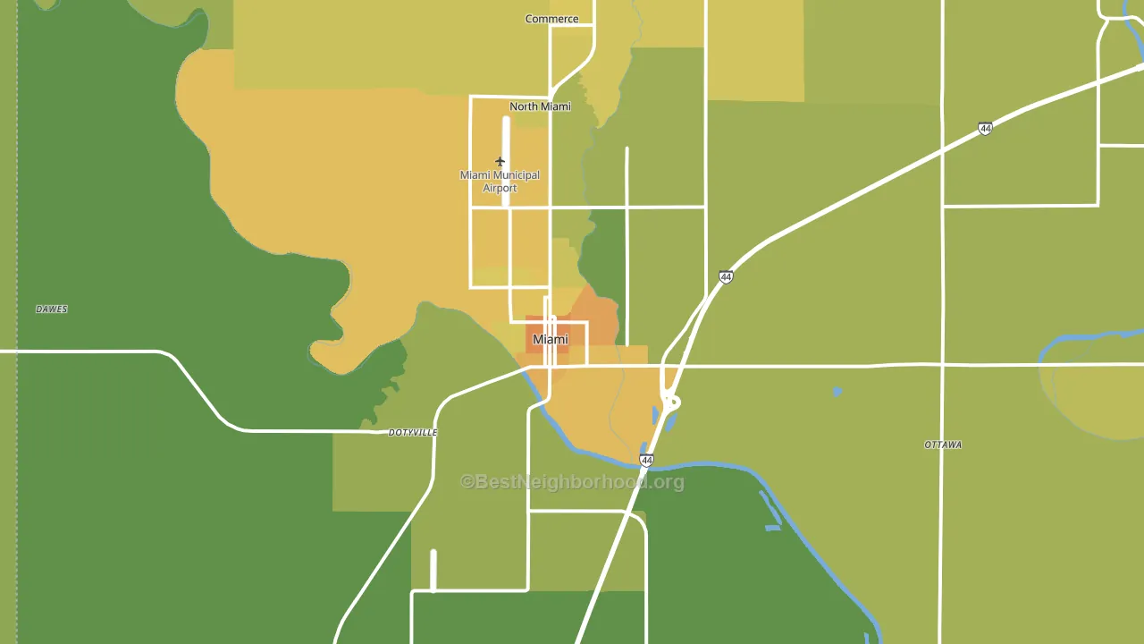 Miami, OK block-group voter-turnout map