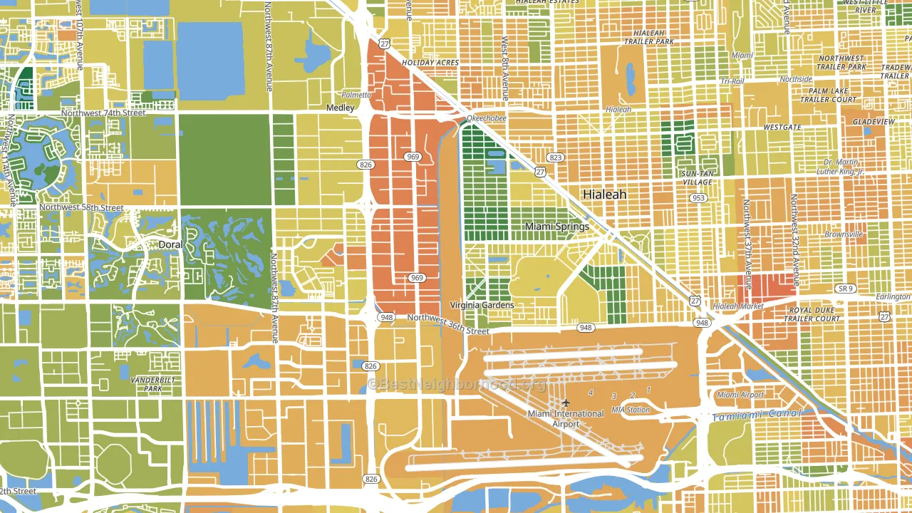 Miami Springs, FL block-group voter-turnout map