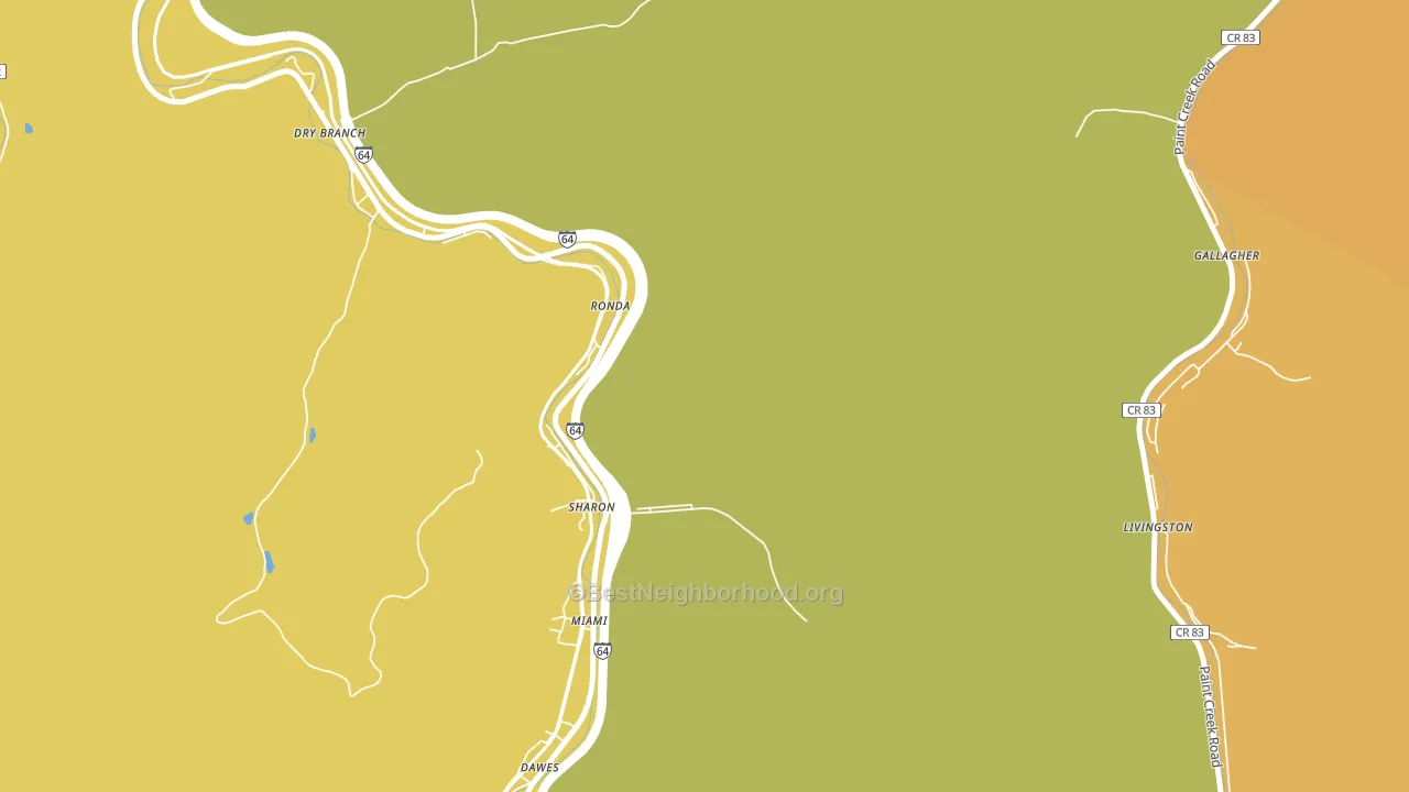 Miami, WV block-group voter-turnout map