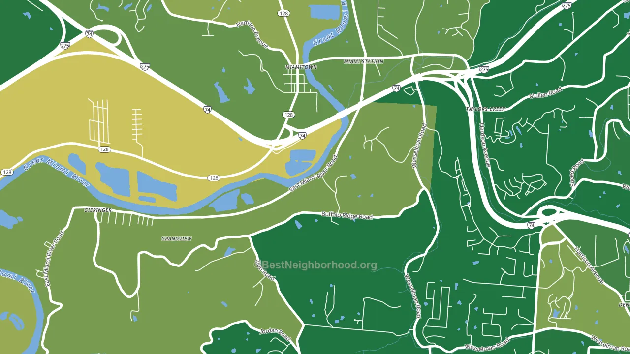 Miamitown, OH block-group voter-turnout map