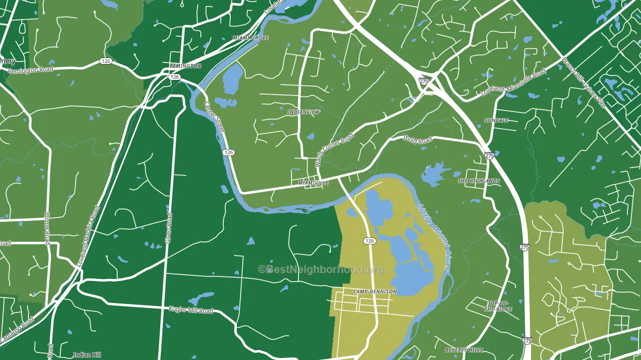 Miamiville, OH block-group voter-turnout map