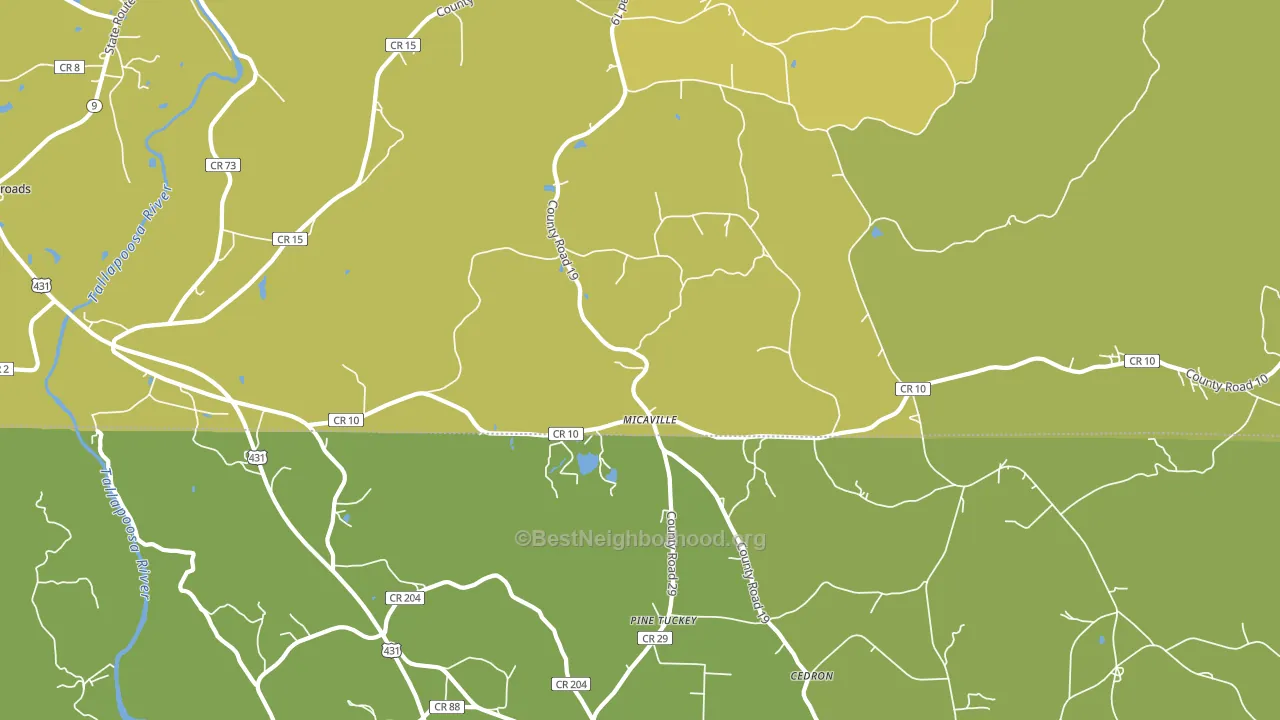 Micaville, AL block-group voter-turnout map