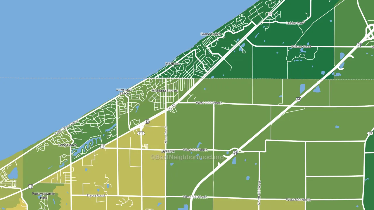 Michiana Shores, IN block-group voter-turnout map