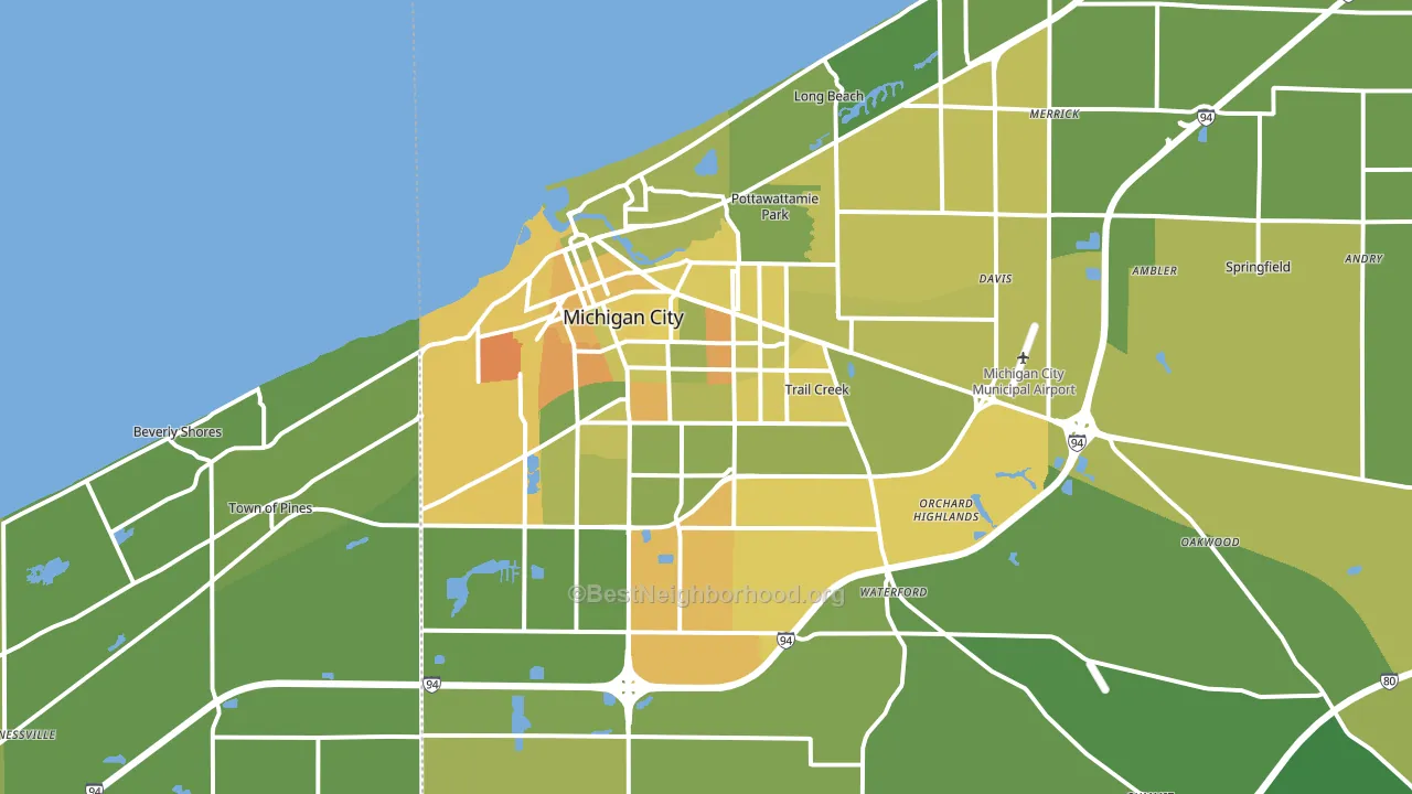 Michigan City, IN block-group voter-turnout map