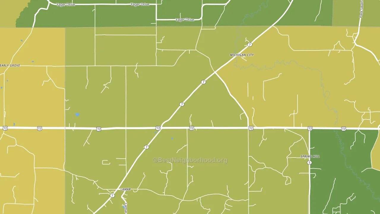 Michigan City, MS block-group voter-turnout map