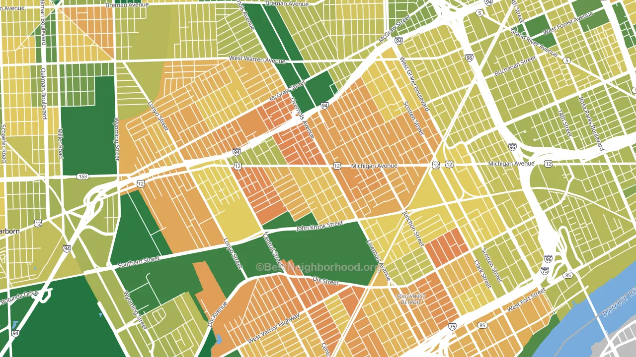 Michigan-Martin, Detroit, MI block-group voter-turnout map