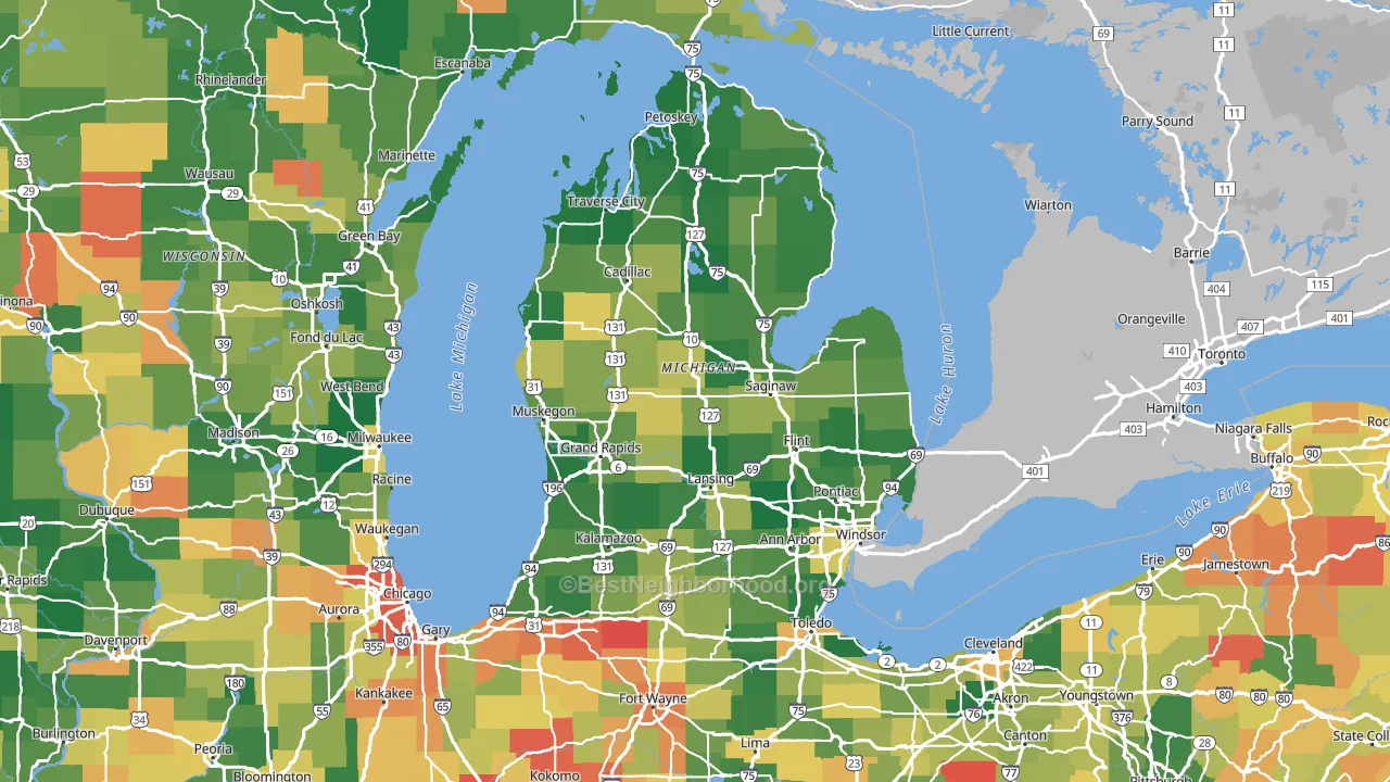 Michigan block-group voter-turnout map