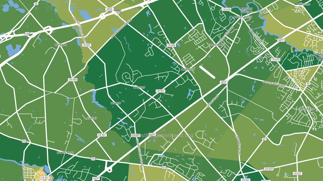 Mickleton, NJ block-group voter-turnout map