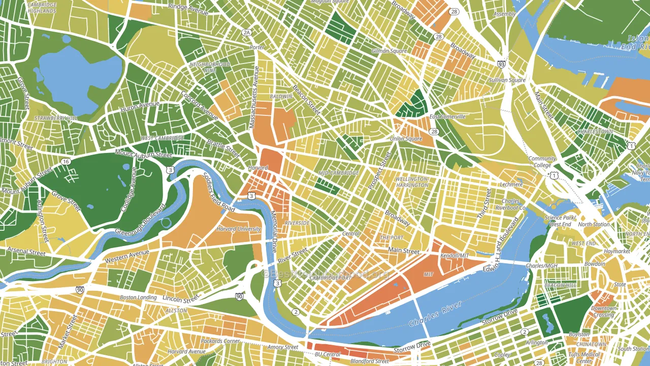 Mid-Cambridge, Cambridge, MA block-group voter-turnout map
