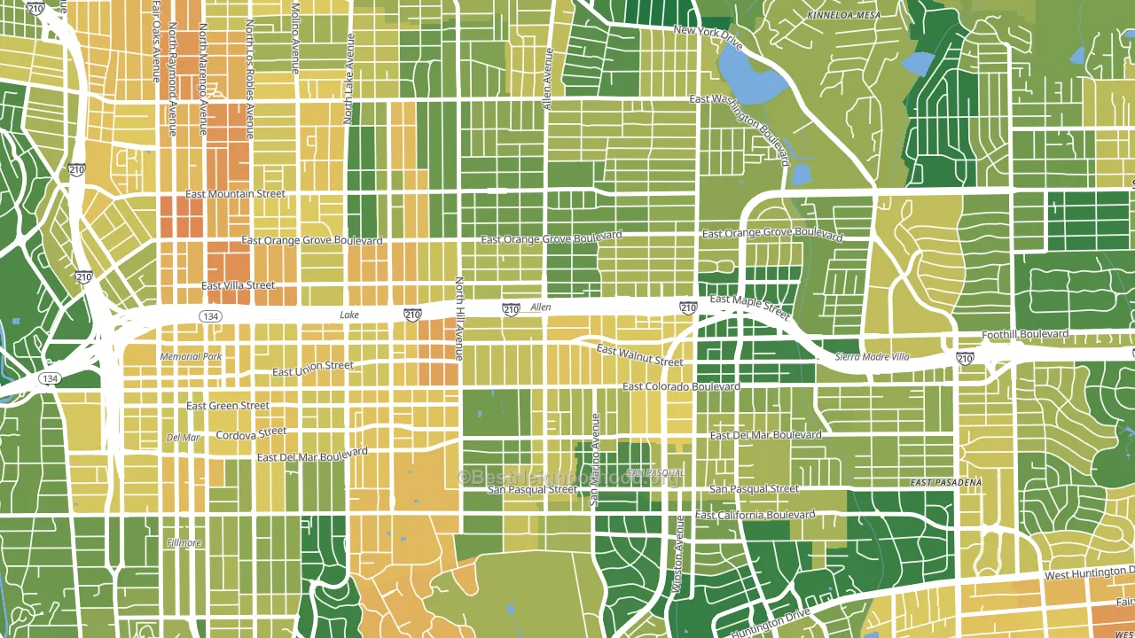 Mid Central, Pasadena, CA block-group voter-turnout map