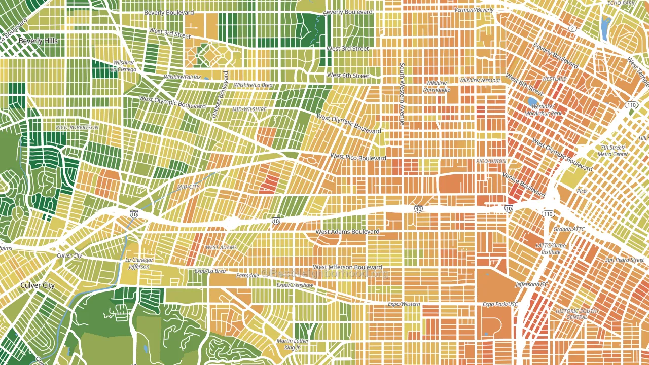 Mid City, Los Angeles, CA block-group voter-turnout map