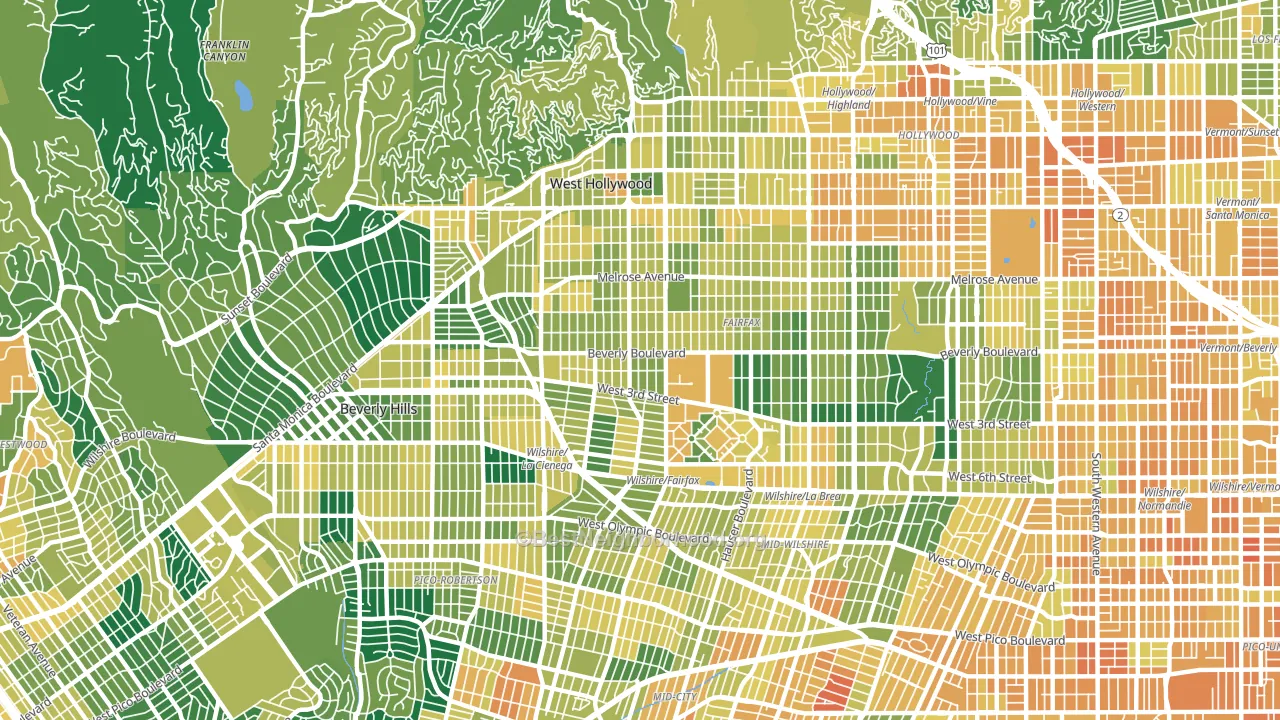 Mid City West, Los Angeles, CA block-group voter-turnout map