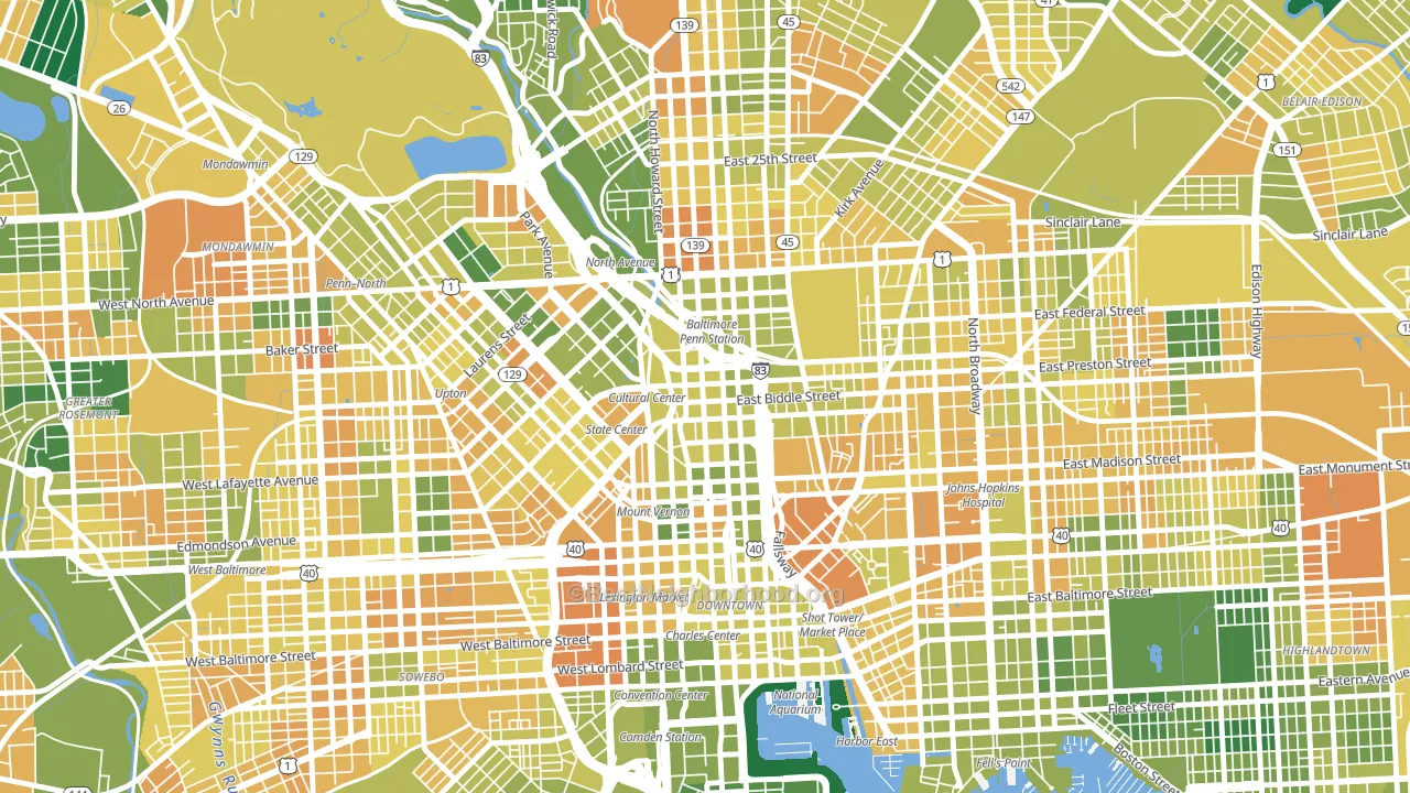 Mid-Town Belvedere, Baltimore, MD block-group voter-turnout map