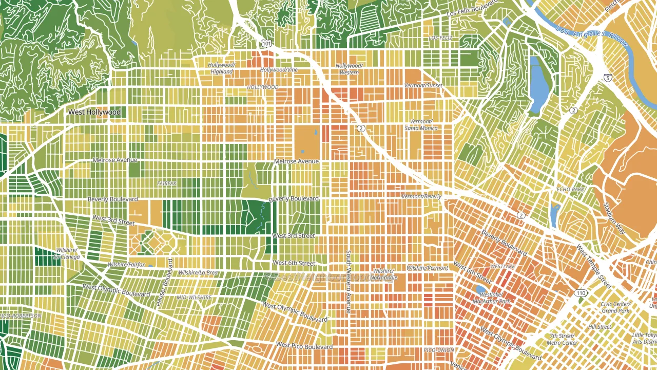 Mid Wilshire, Los Angeles, CA block-group voter-turnout map