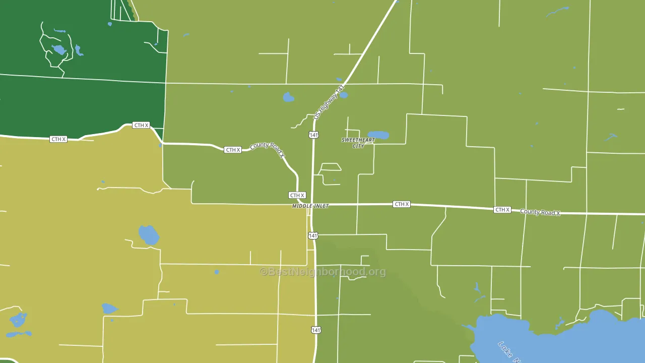 Middle Inlet, WI block-group voter-turnout map