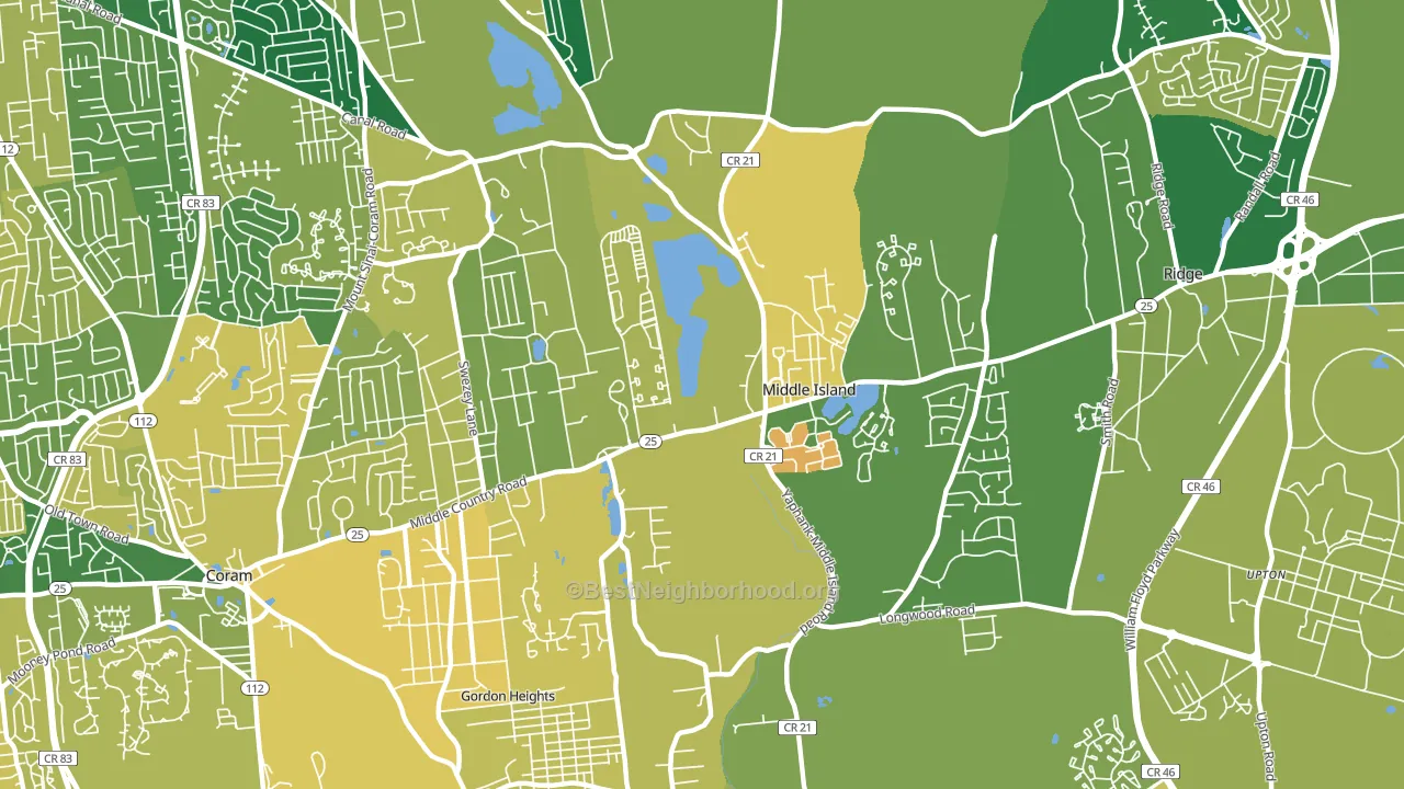 Middle Island, NY block-group voter-turnout map