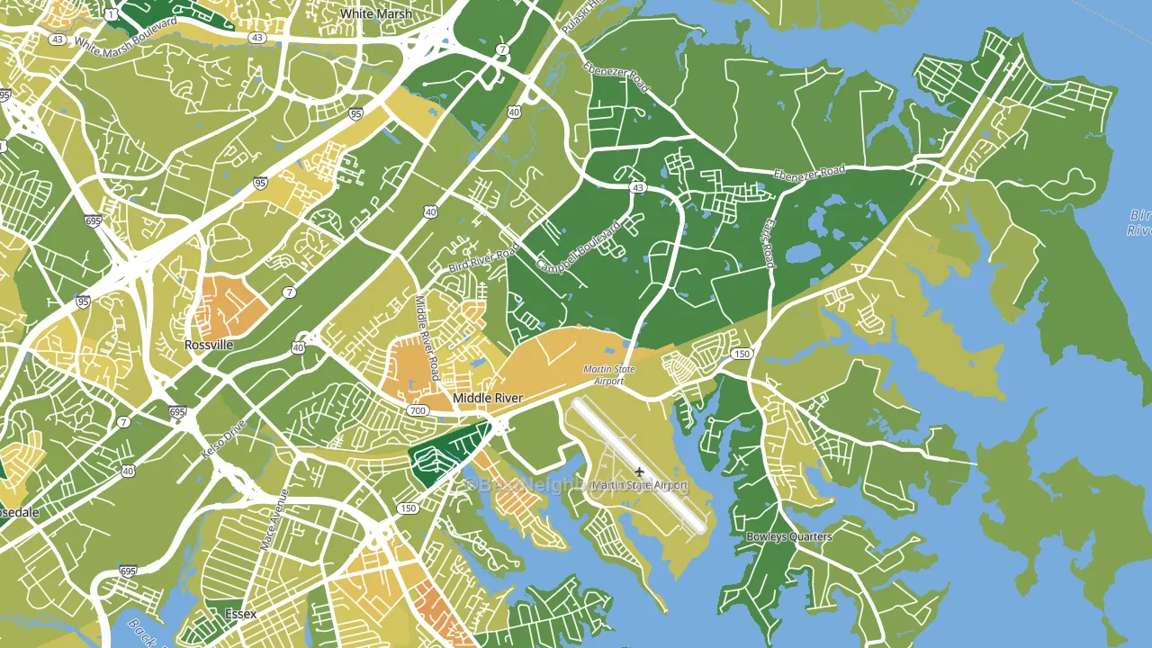 Middle River, MD block-group voter-turnout map