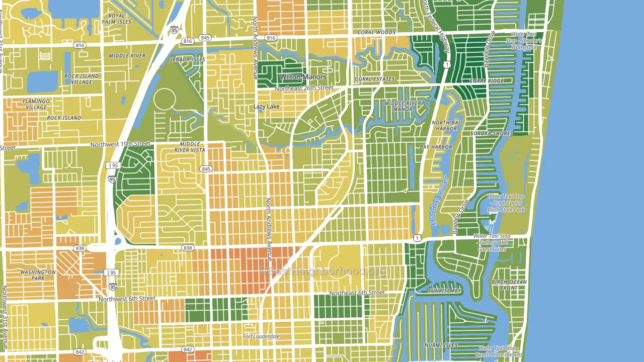 Middle River Terrace, Fort Lauderdale, FL block-group voter-turnout map