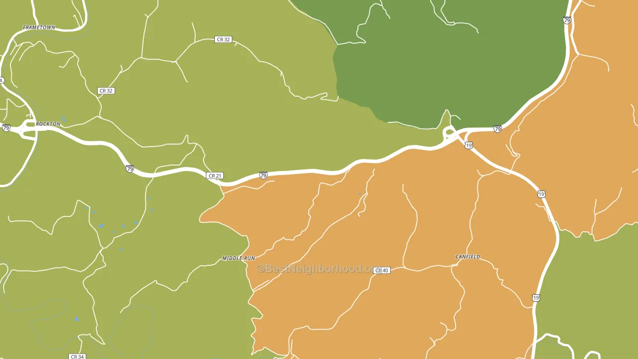 Middle Run, WV block-group voter-turnout map