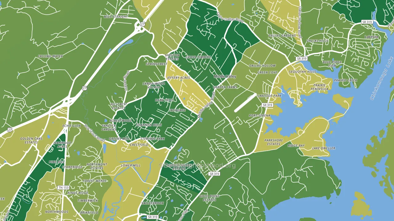 Middle Valley, TN block-group voter-turnout map