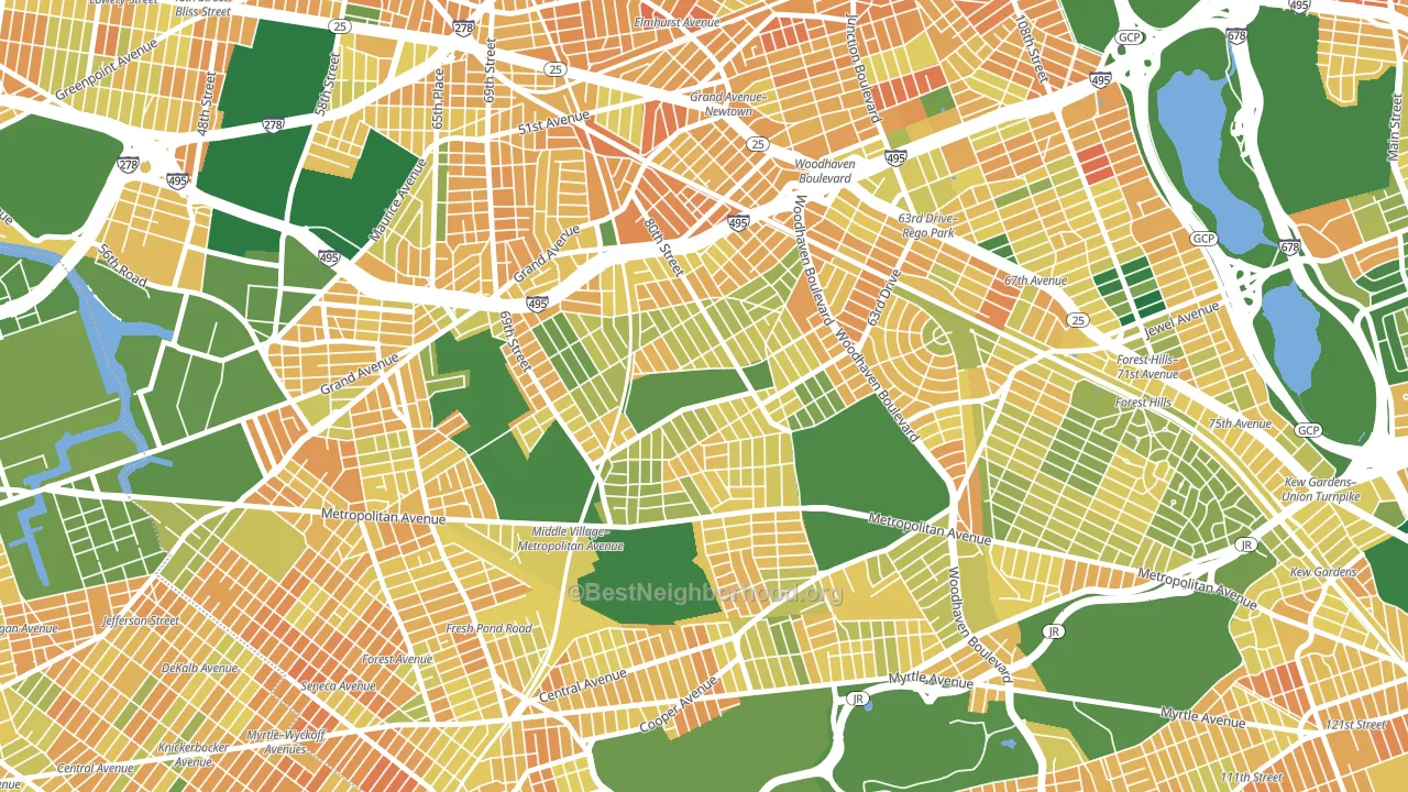 Middle Village, Queens, NY block-group voter-turnout map