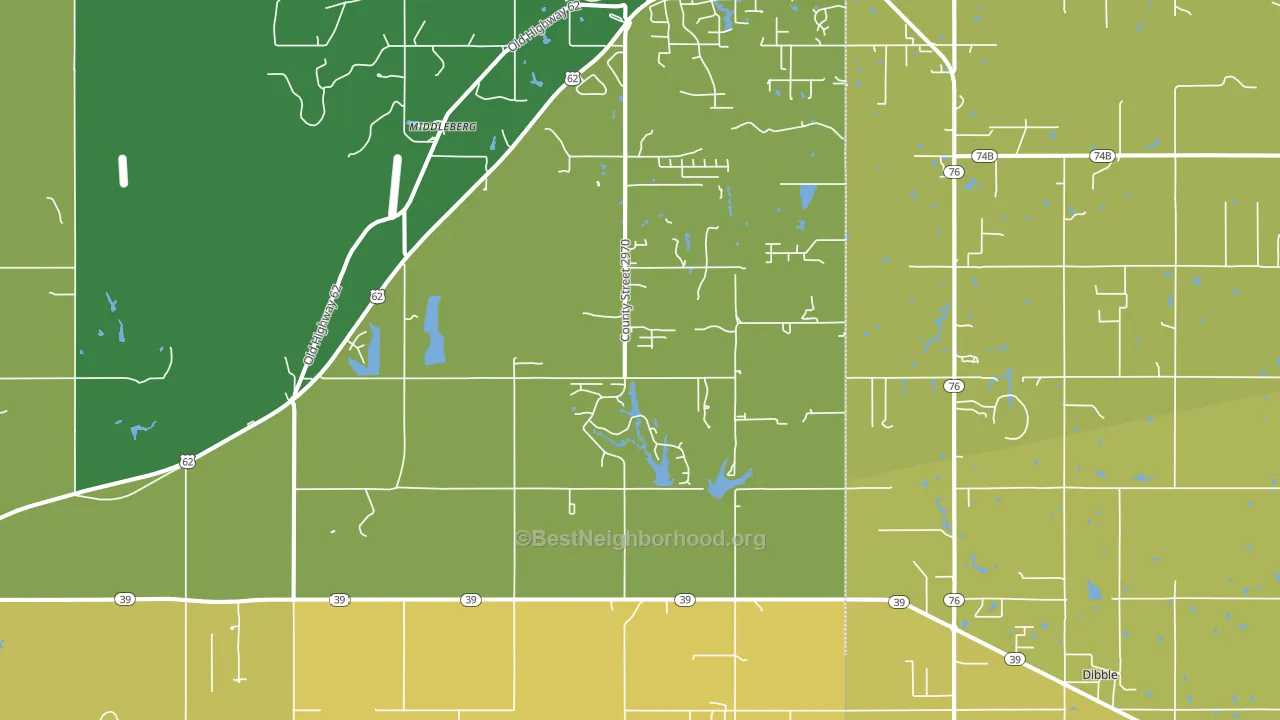 Middleberg, OK block-group voter-turnout map
