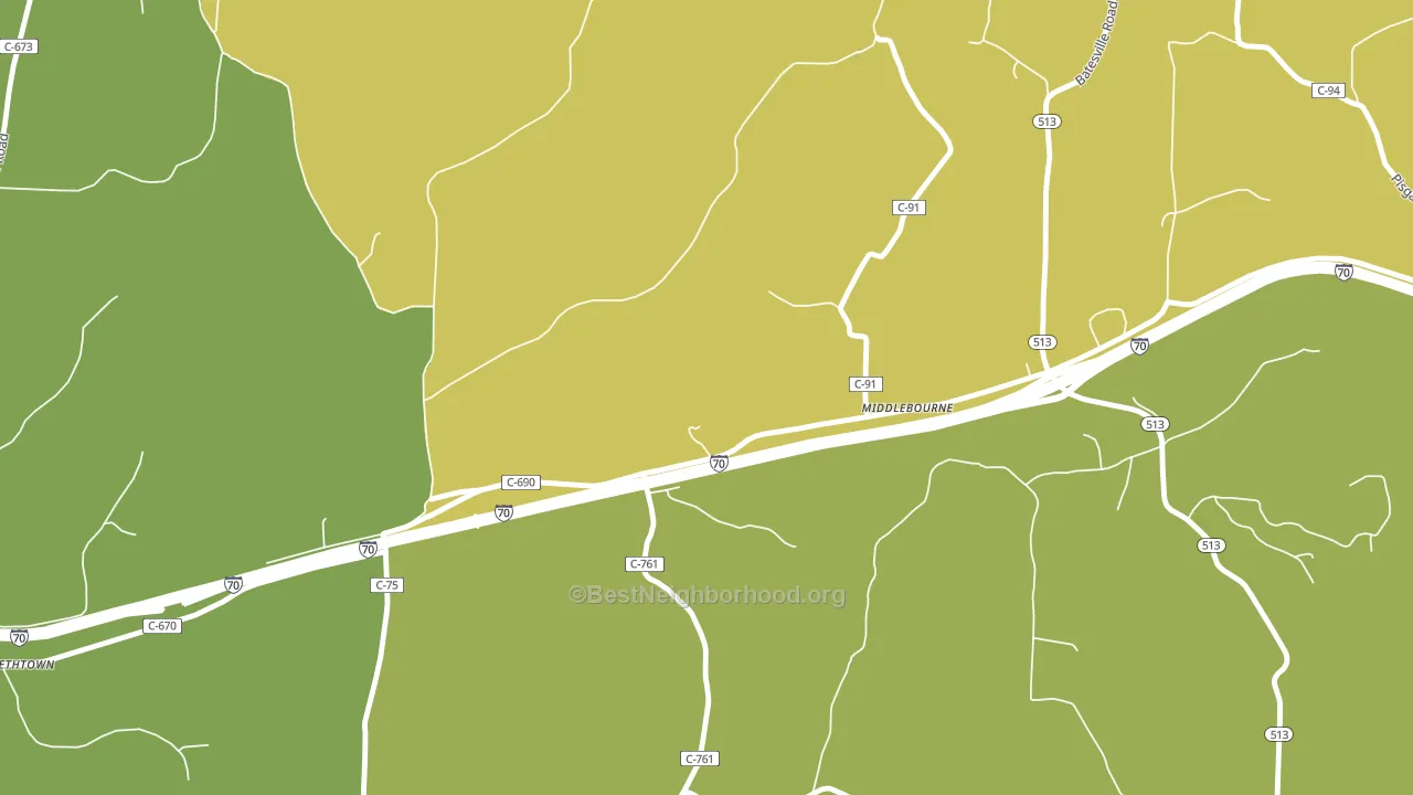 Middlebourne, OH block-group voter-turnout map