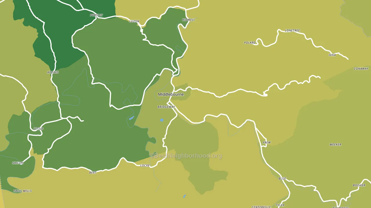 Middlebourne, WV block-group voter-turnout map