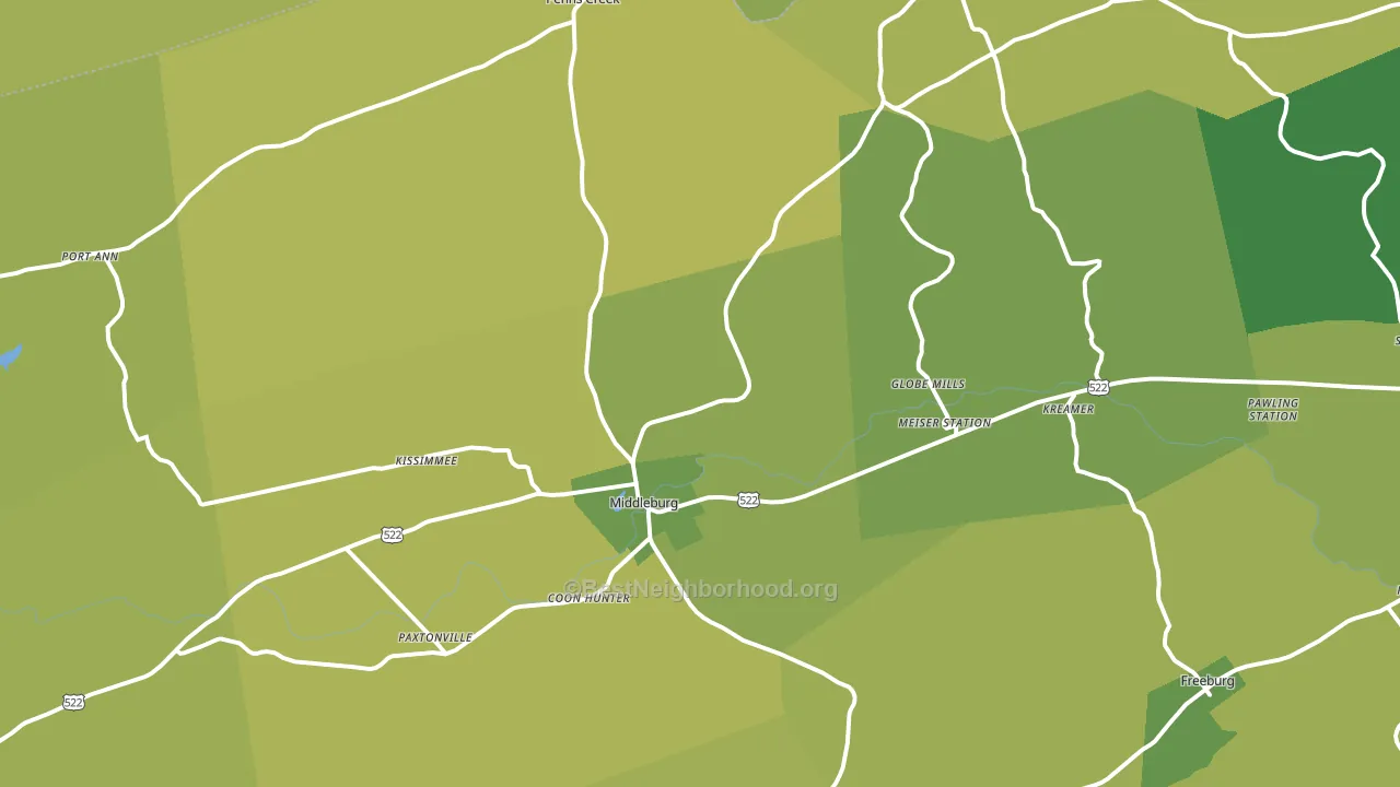 Middleburg, PA block-group voter-turnout map