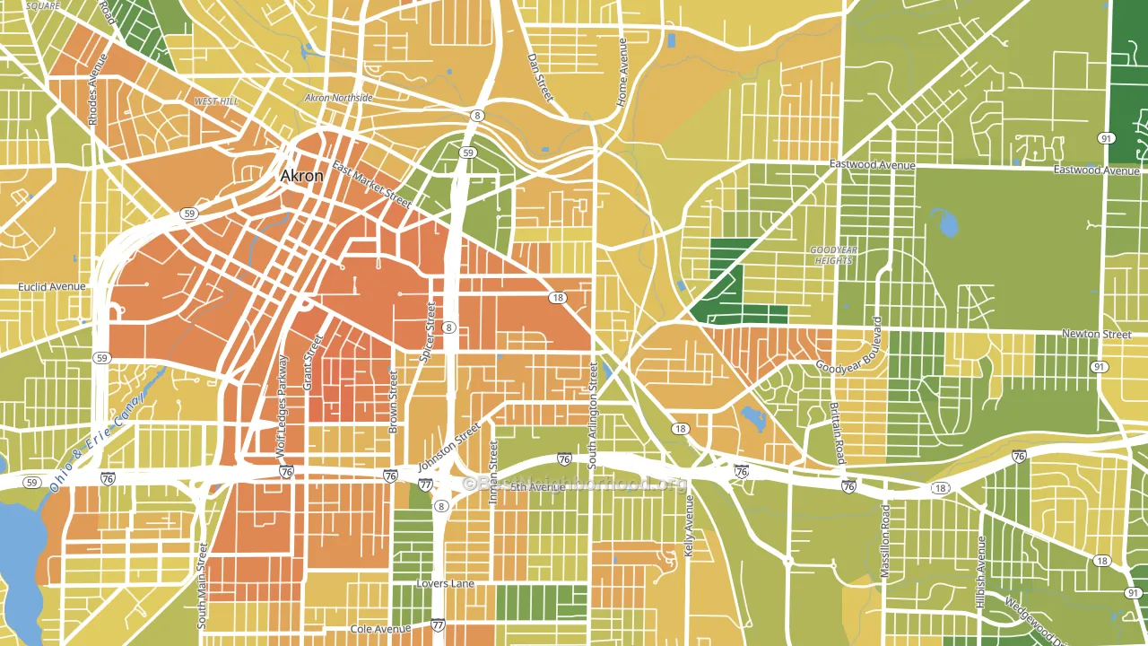 Middlebury, Akron, OH block-group voter-turnout map